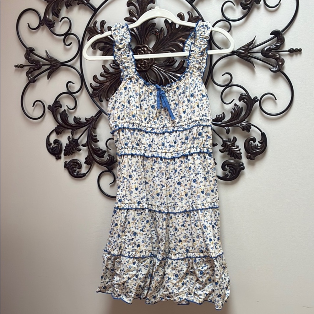 Floral Blue and White Kids Dress